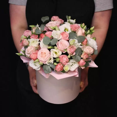 Pink and White Floral Hatbox Arrangement